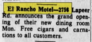 El Rancho Motel - Nov 18 1967 Article On New Dining Room (newer photo)